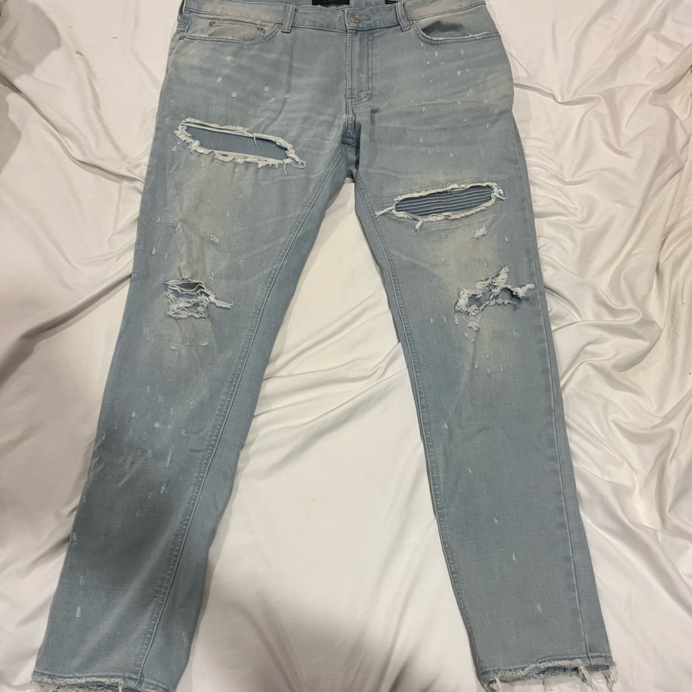 Pacson ripped blue skinny jeans